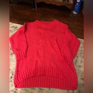 NWOT Aerie Hot Pink Cable Knit Oversized Sweater